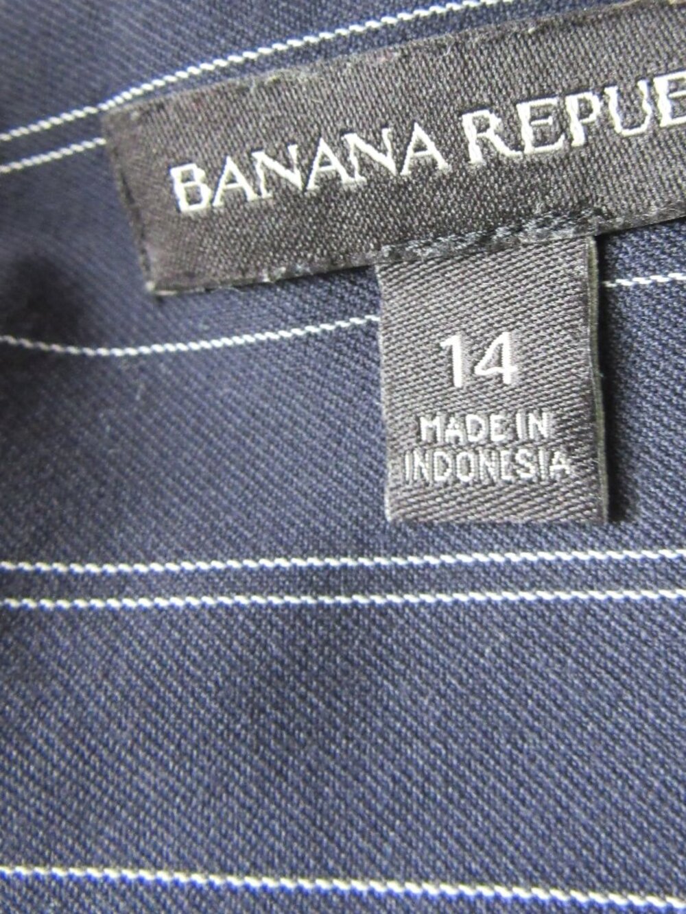 BANANA REPUBLIC Blue Stripe 14 Long Sleeve Button Belted Business Dress - Picture 3 of 4